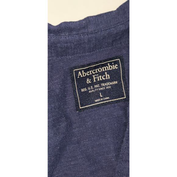 Abercrombie and Fitch Linen Blend Button Down Beachy Boxy Womens Large Old Money - Picture 6 of 7